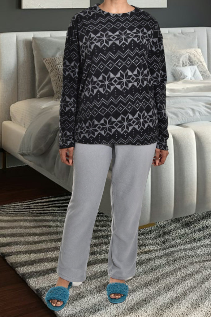 Black And Grey Fleece Pj Set - StylePhase SA