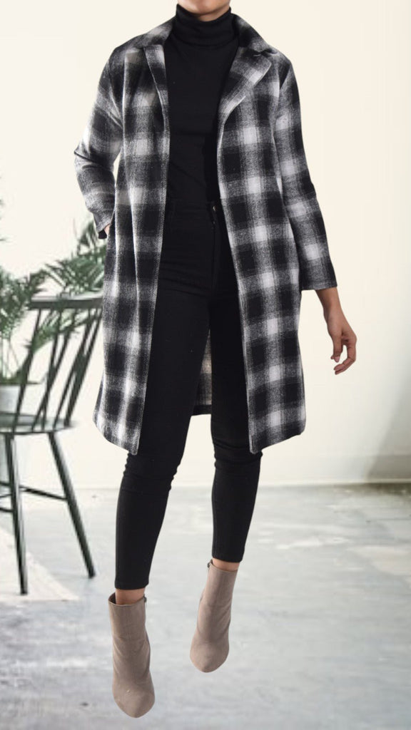 Black And Grey Open Coat - StylePhase SA