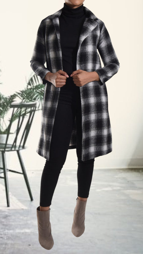Black And Grey Open Coat - StylePhase SA