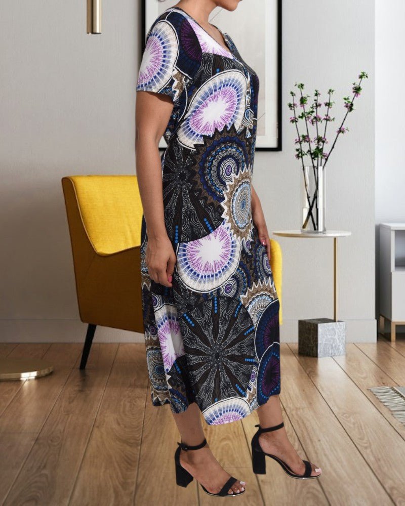 Black And Lilac Paisley Dress - StylePhase SA