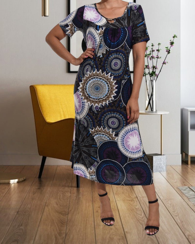 Black And Lilac Paisley Dress - StylePhase SA