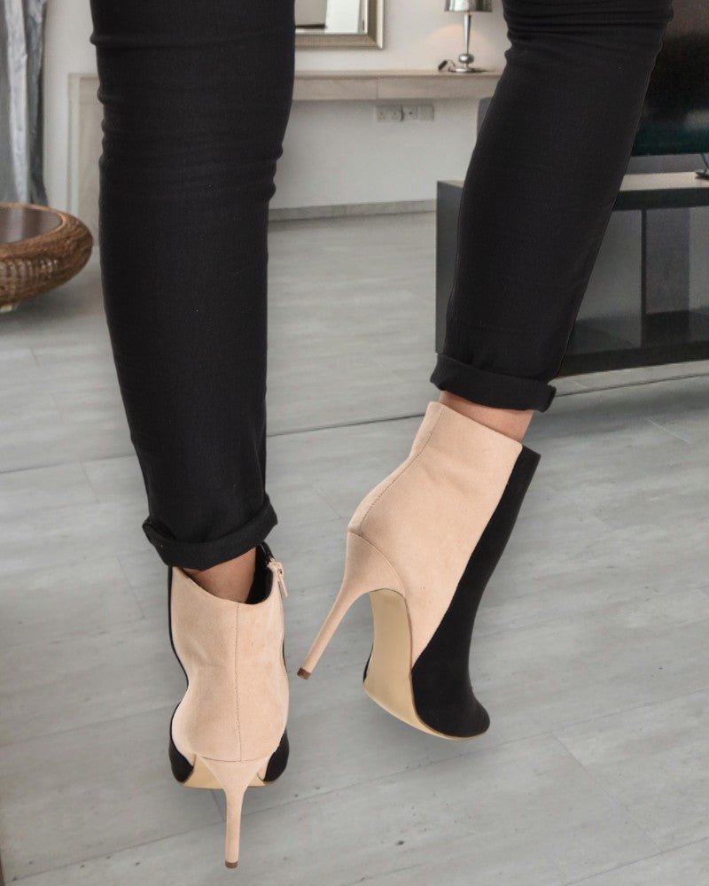 Black And Nude Natima Heeled Boots - StylePhase SA