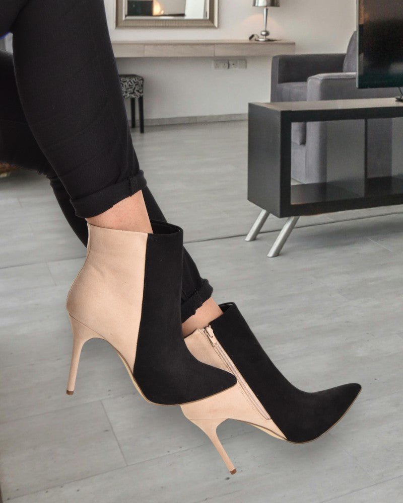 Black And Nude Natima Heeled Boots - StylePhase SA
