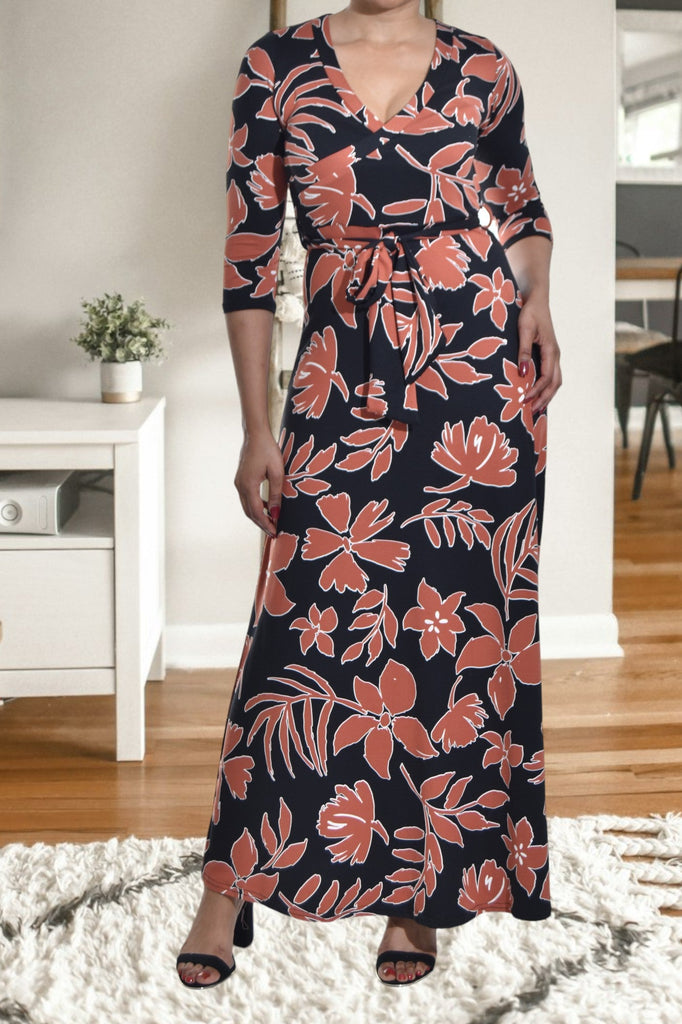 Black And Rust Maxi Tie Dress - StylePhase SA