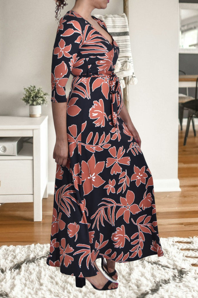 Black And Rust Maxi Tie Dress - StylePhase SA