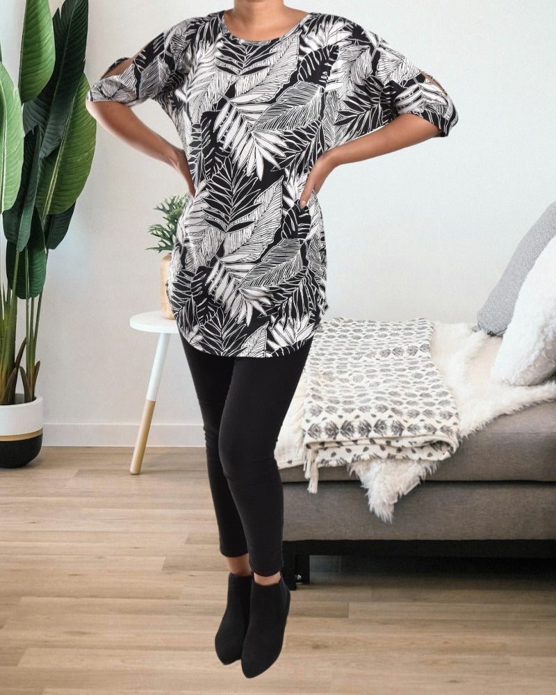 Black And White Cold Shoulder Top - StylePhase SA