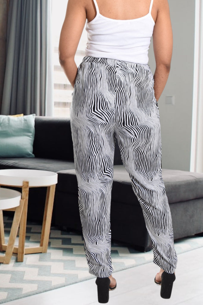 Black And White Printed Pocket Pants - StylePhase SA