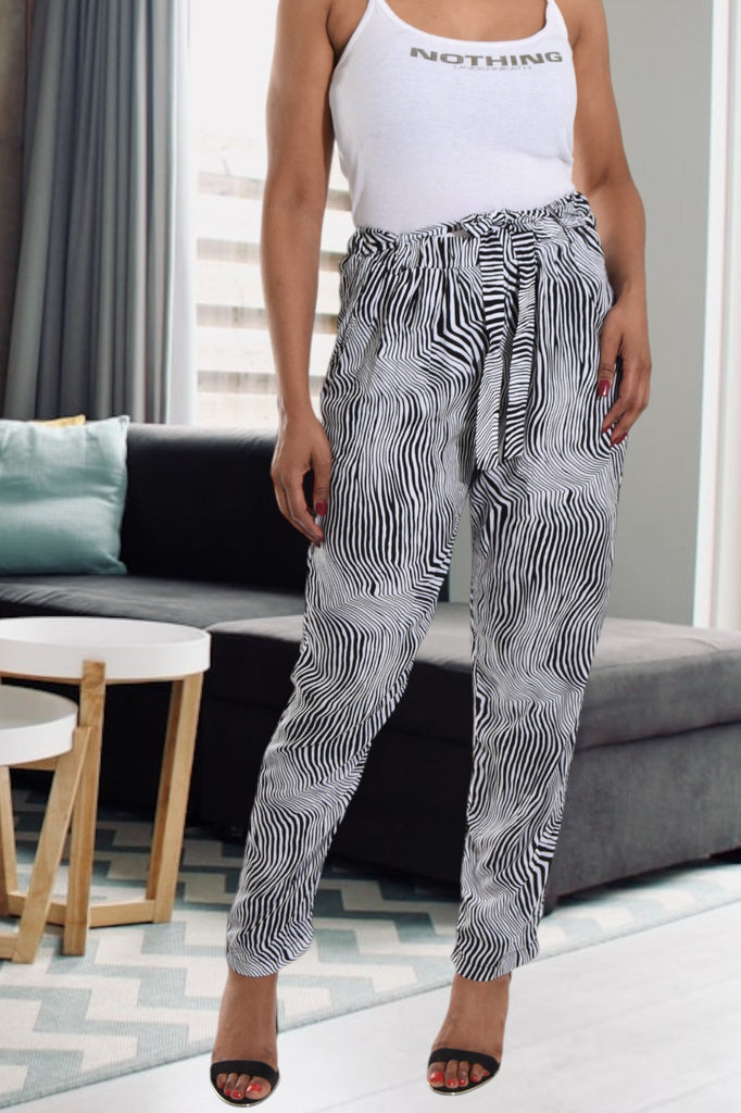 Black And White Printed Pocket Pants - StylePhase SA