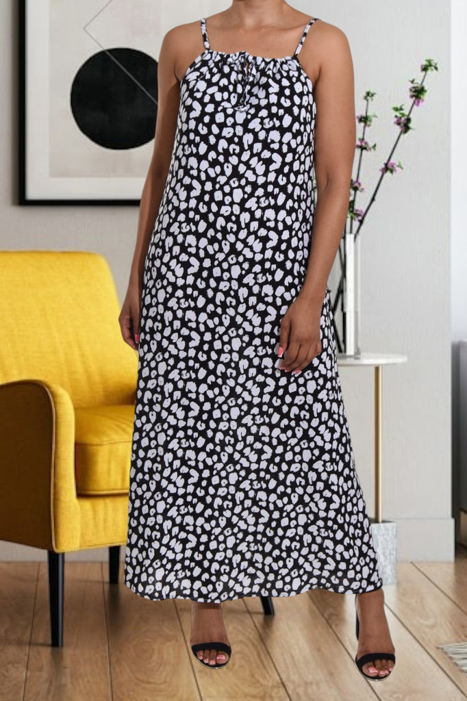 Black And White Strappy Maxi Dress - StylePhase SA