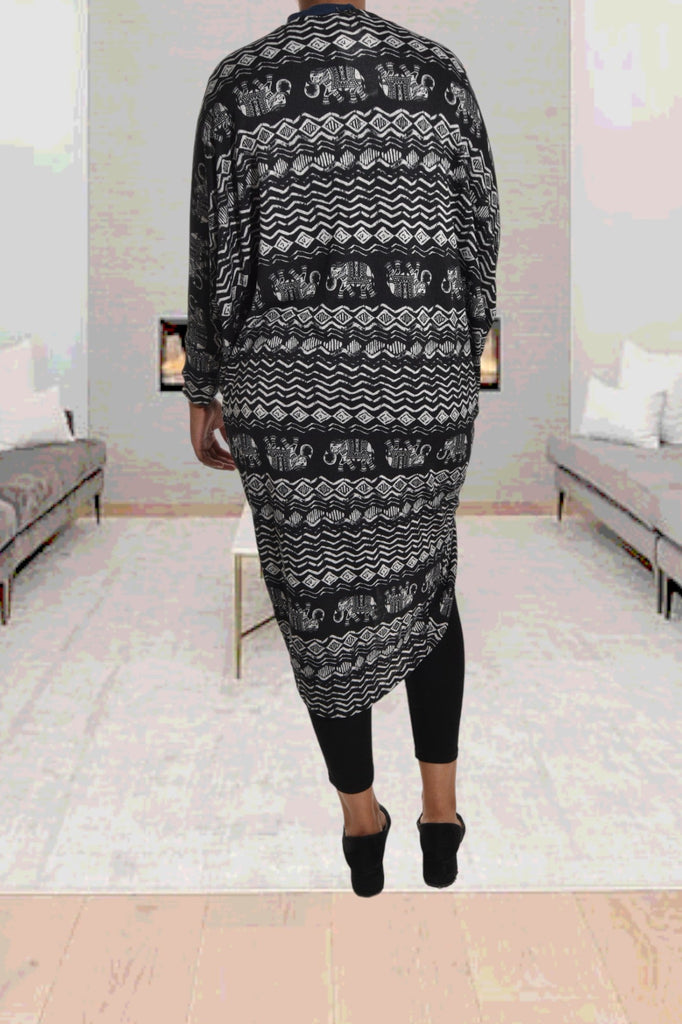 Black And White Zig Zag Long Shrug - StylePhase SA