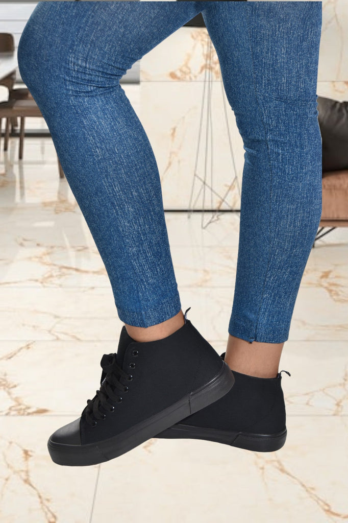 Black Ankle Lace Up Sneaker - StylePhase SA