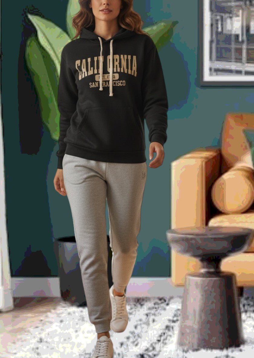 Black California Fleece Hoody Top - StylePhase SA