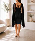 Black Cape Sleeve Mini Dress- New Feeling - StylePhase SA