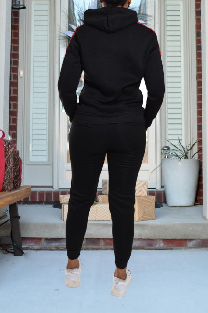 Black Color Block Sleeve Tracksuit - StylePhase SA