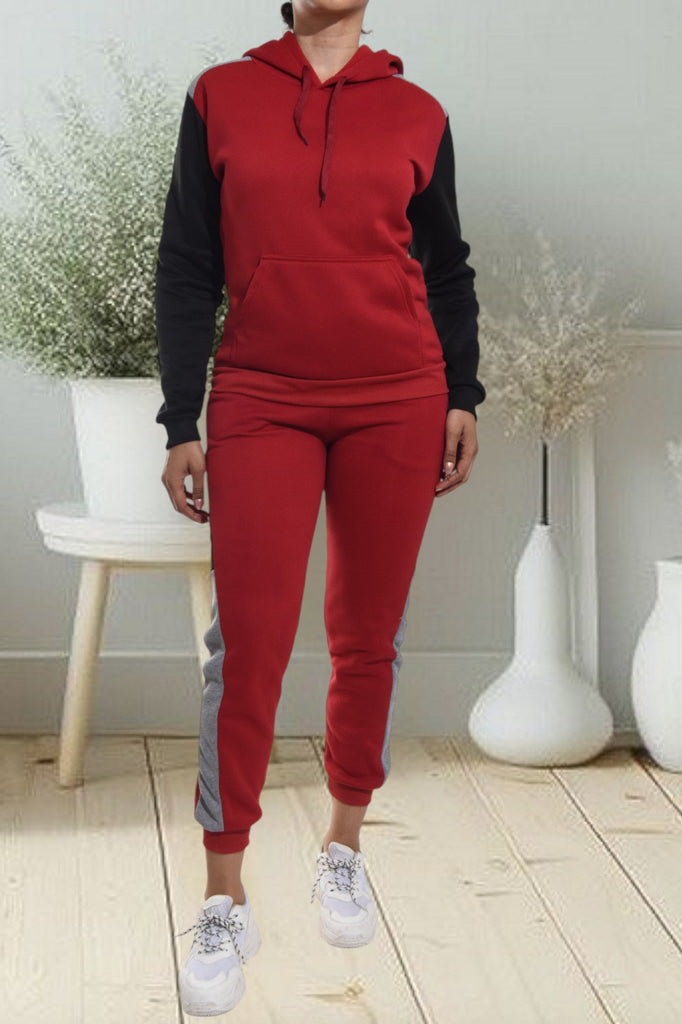 Black Color Block Sleeve Tracksuit Set - StylePhase SA