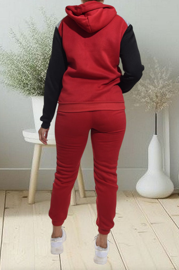 Black Color Block Sleeve Tracksuit Set - StylePhase SA