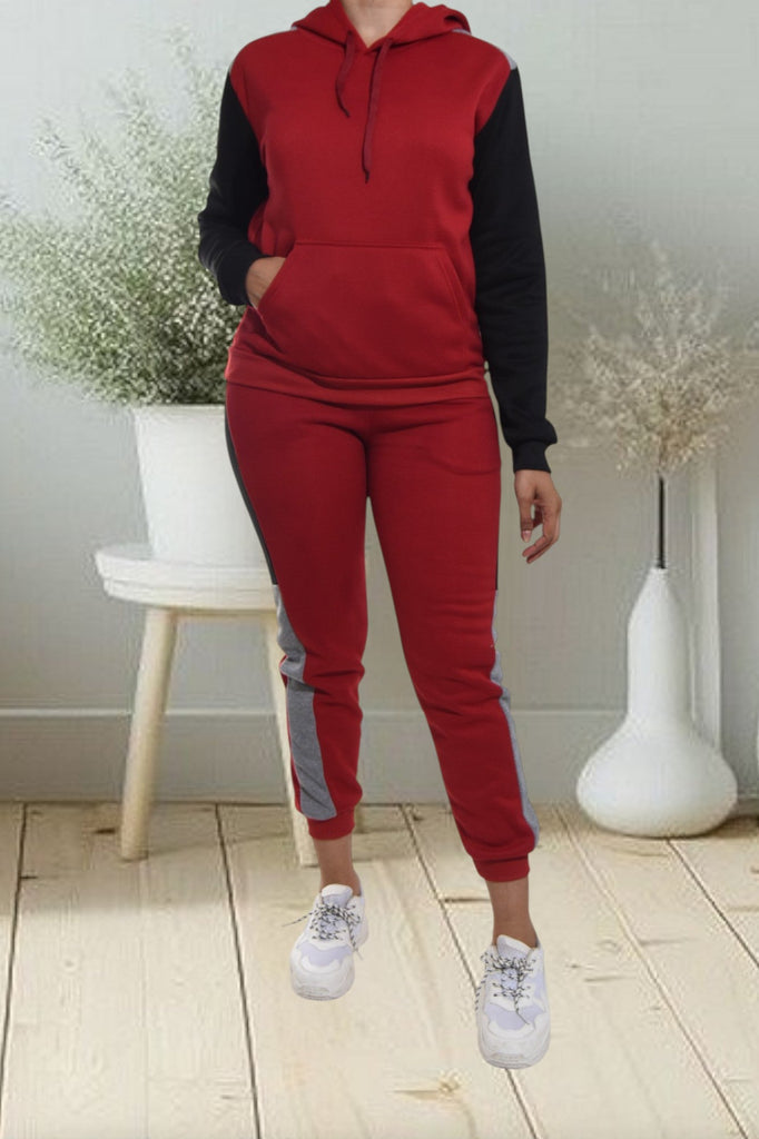 Black Color Block Sleeve Tracksuit Set - StylePhase SA