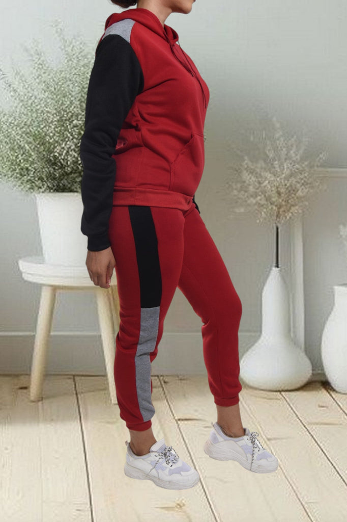 Black Color Block Sleeve Tracksuit Set - StylePhase SA