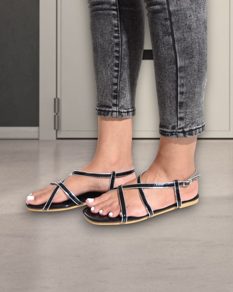 Black Criss Cross Sandal - StylePhase SA