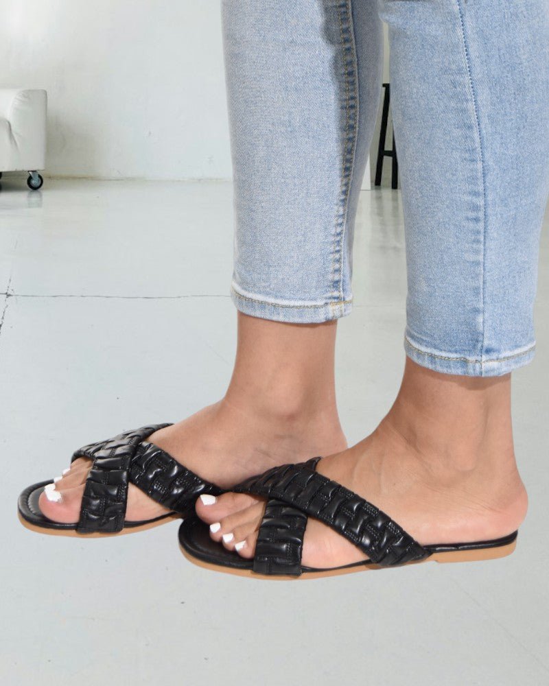 Black Criss Cross Sandals - StylePhase SA