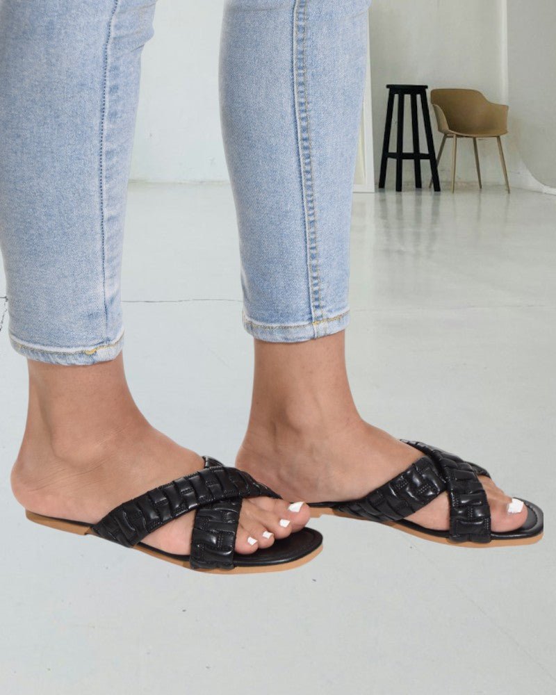 Black Criss Cross Sandals - StylePhase SA