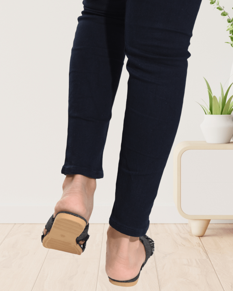 Black Denim Fray Sandal - StylePhase SA