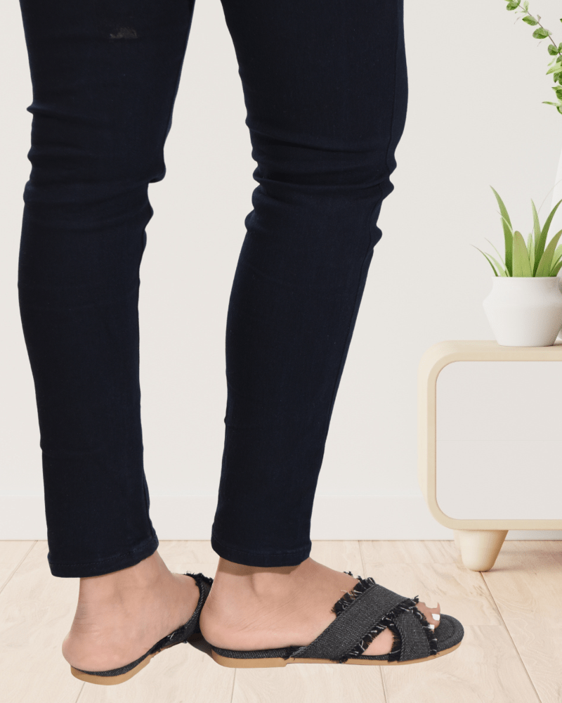 Black Denim Fray Sandal - StylePhase SA