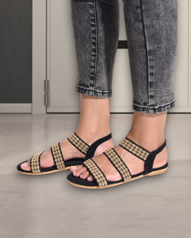 Black Elastic Sandal - StylePhase SA