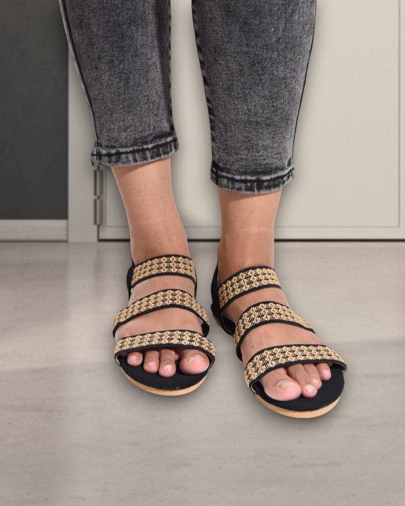 Black Elastic Sandal - StylePhase SA