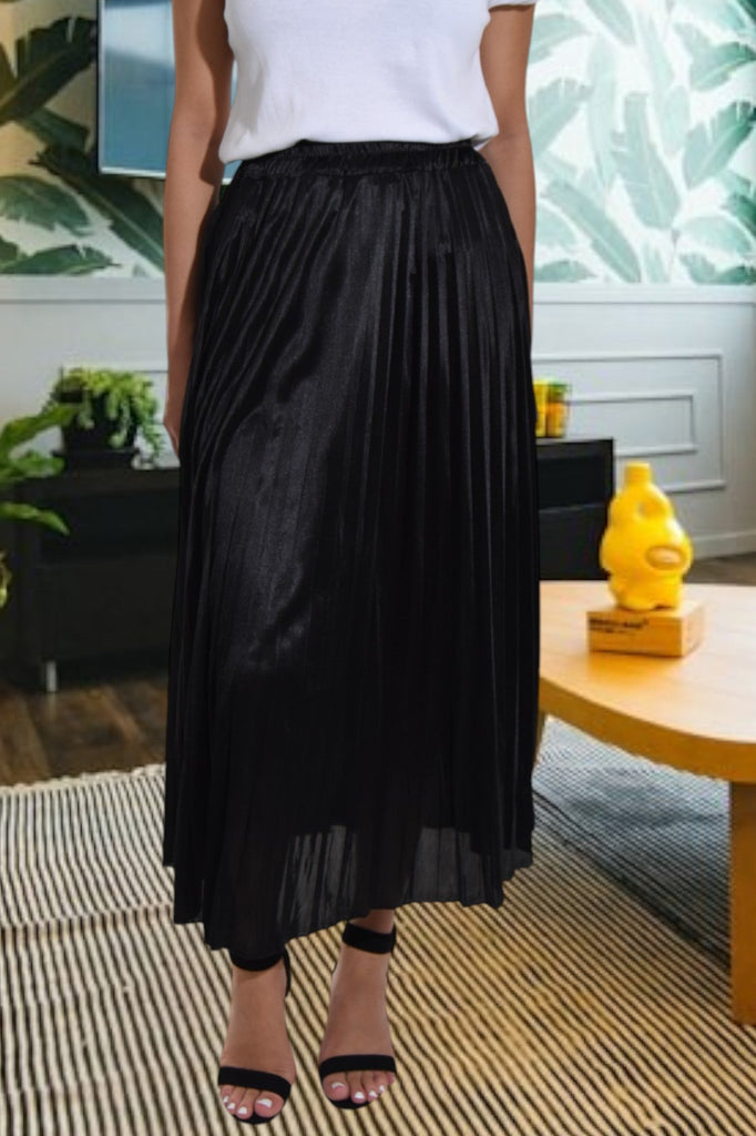 Black Elasticated Pleated Skirt - StylePhase SA