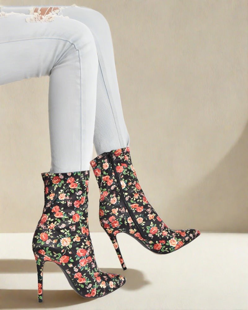 Black Floral illiana Boots - StylePhase SA