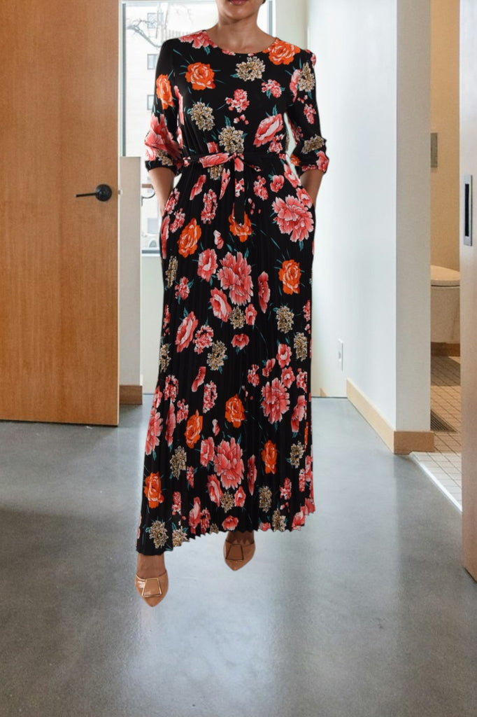 Black Floral Pocket Maxi Dress - StylePhase SA