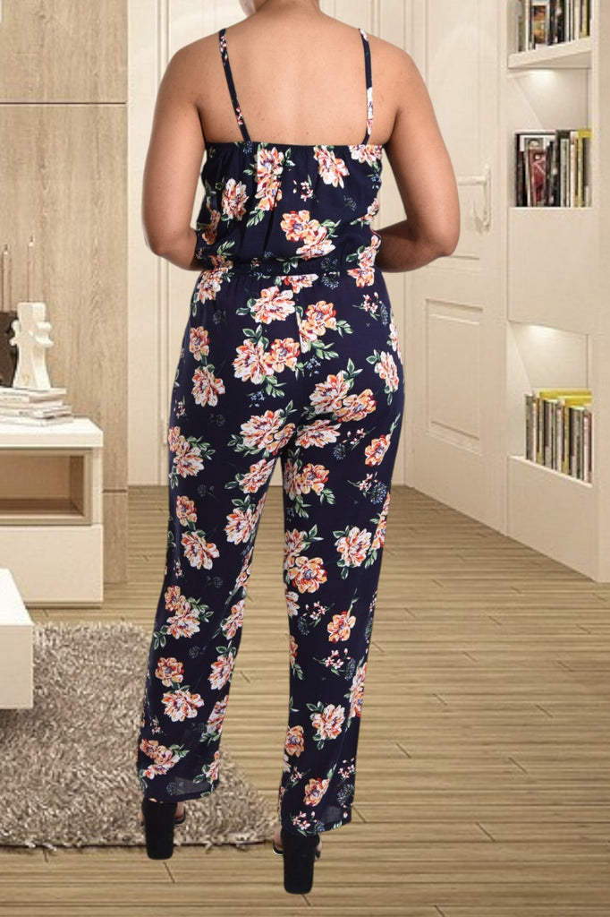 Black Floral Strappy Jumpsuit - StylePhase SA