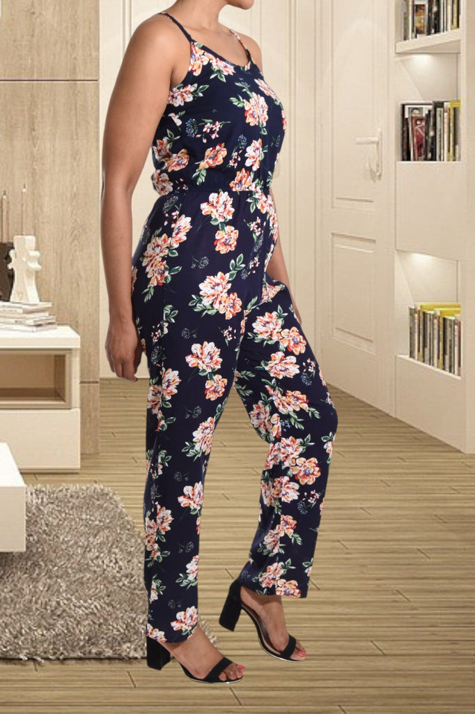 Black Floral Strappy Jumpsuit - StylePhase SA