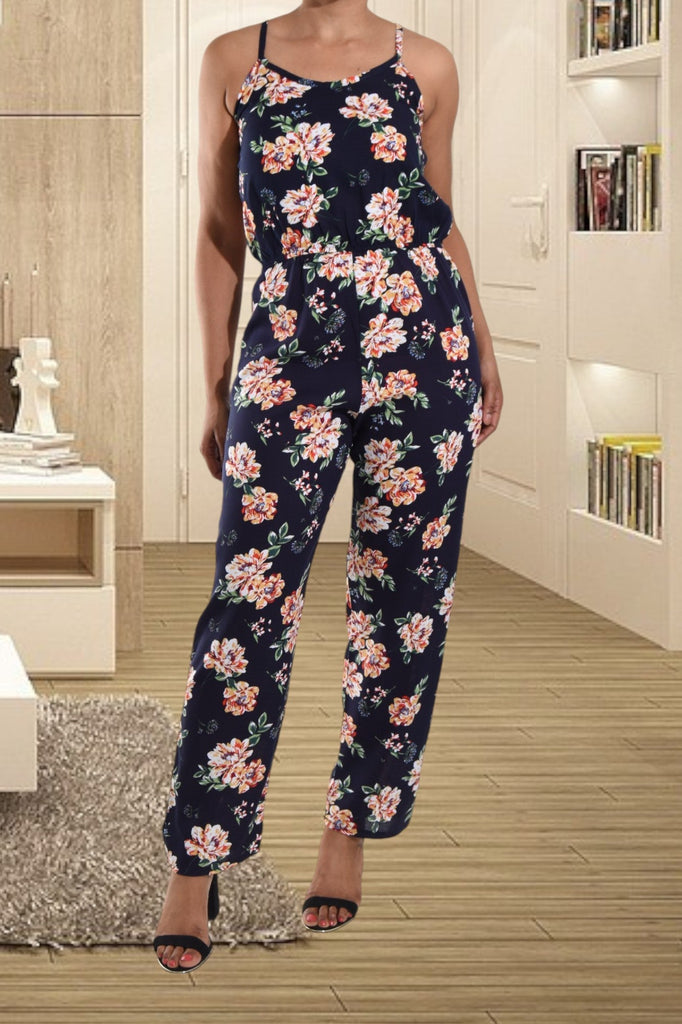 Black Floral Strappy Jumpsuit - StylePhase SA