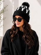 Black Fluffy Faux Fur Pom Pom Beanie - StylePhase SA