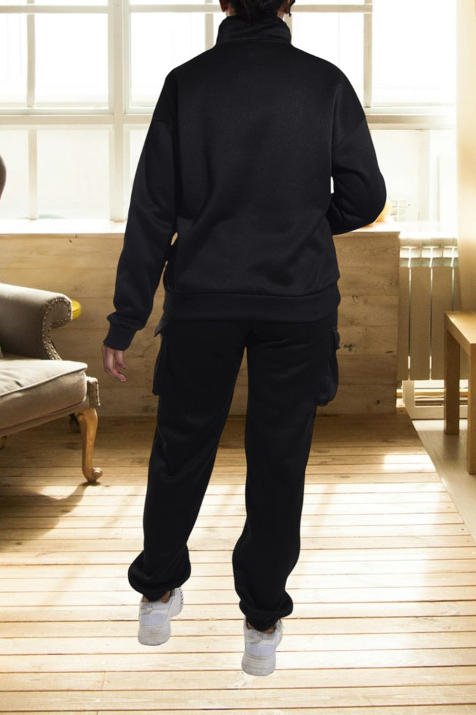 Black Graphic Pocket Tracksuit Set - StylePhase SA