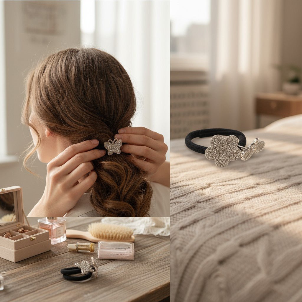 Black Hair Tie Set - Clip Ons - StylePhase SA