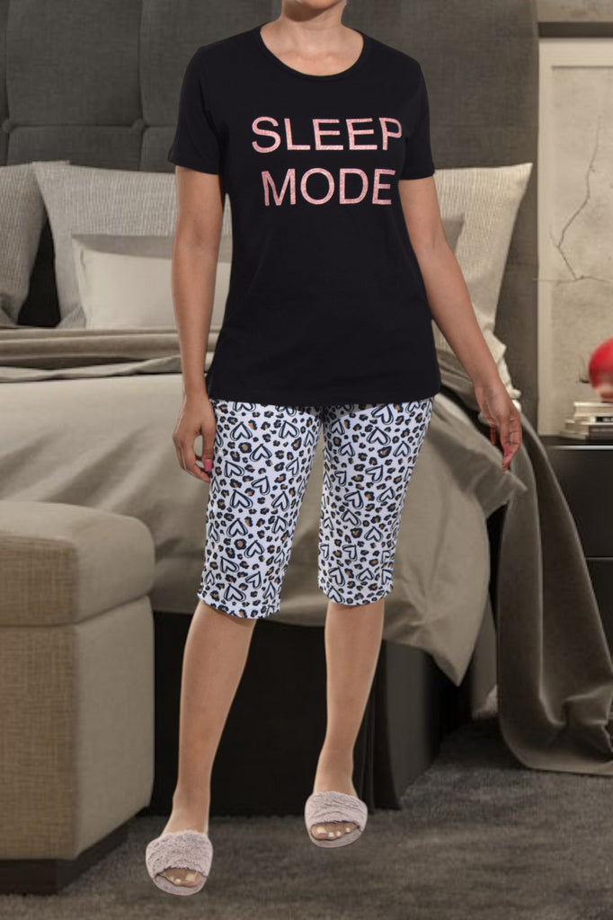 Black Heart Sleep Mode Printed 3/4 Pj Set - StylePhase SA