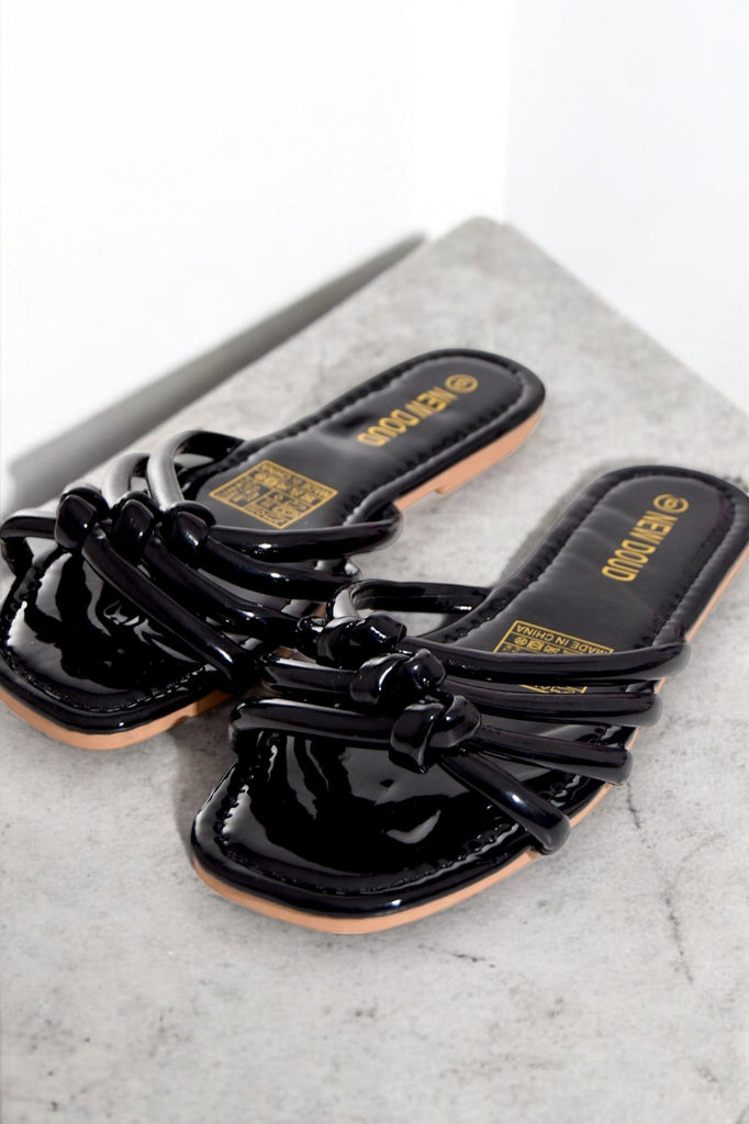 Black Knotted slide Sandals - StylePhase SA