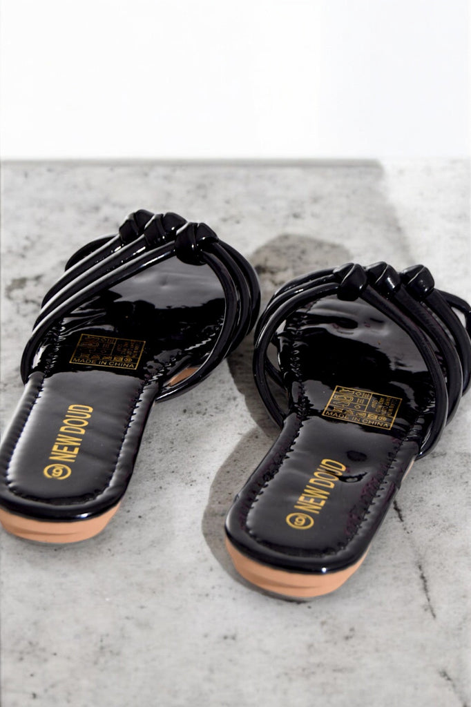 Black Knotted slide Sandals - StylePhase SA