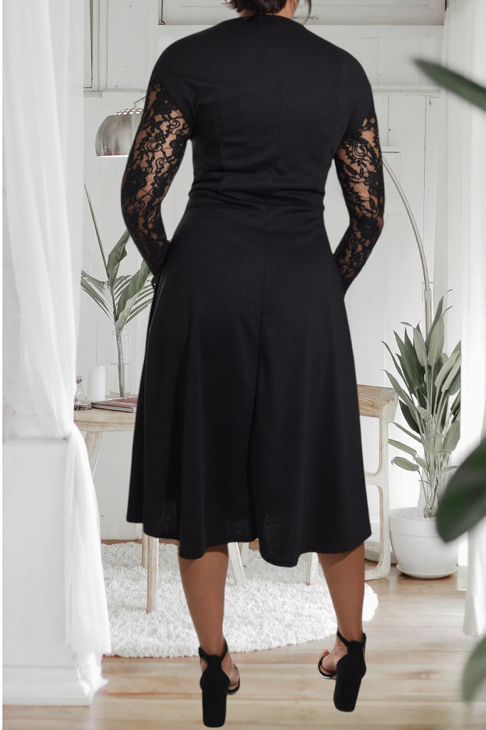 Black Lace Sleeve Dress - StylePhase SA