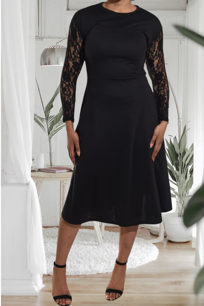 Black Lace Sleeve Dress - StylePhase SA