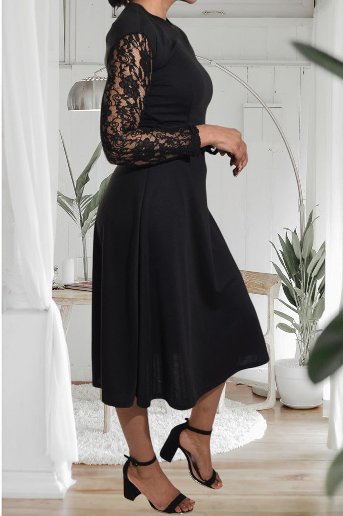 Black Lace Sleeve Dress - StylePhase SA