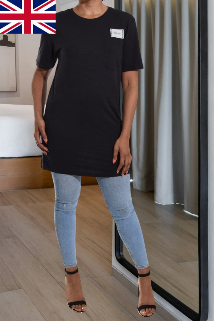 Black Long Length Tee - StylePhase SA