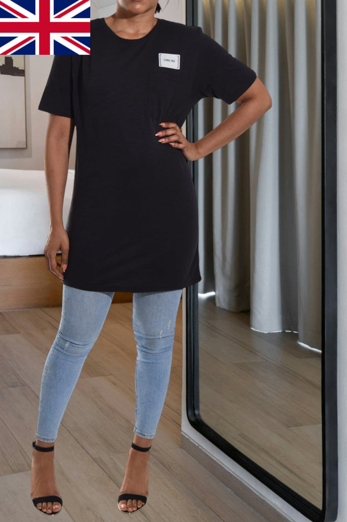 Black Long Length Tee - StylePhase SA