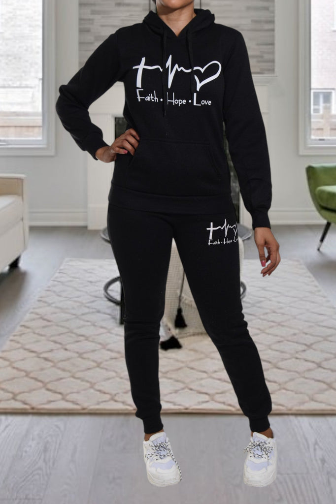 Black Love Fleece Tracksuit - StylePhase SA