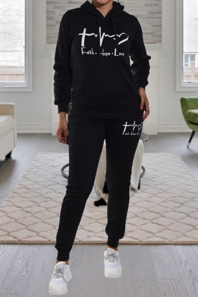 Black Love Fleece Tracksuit - StylePhase SA