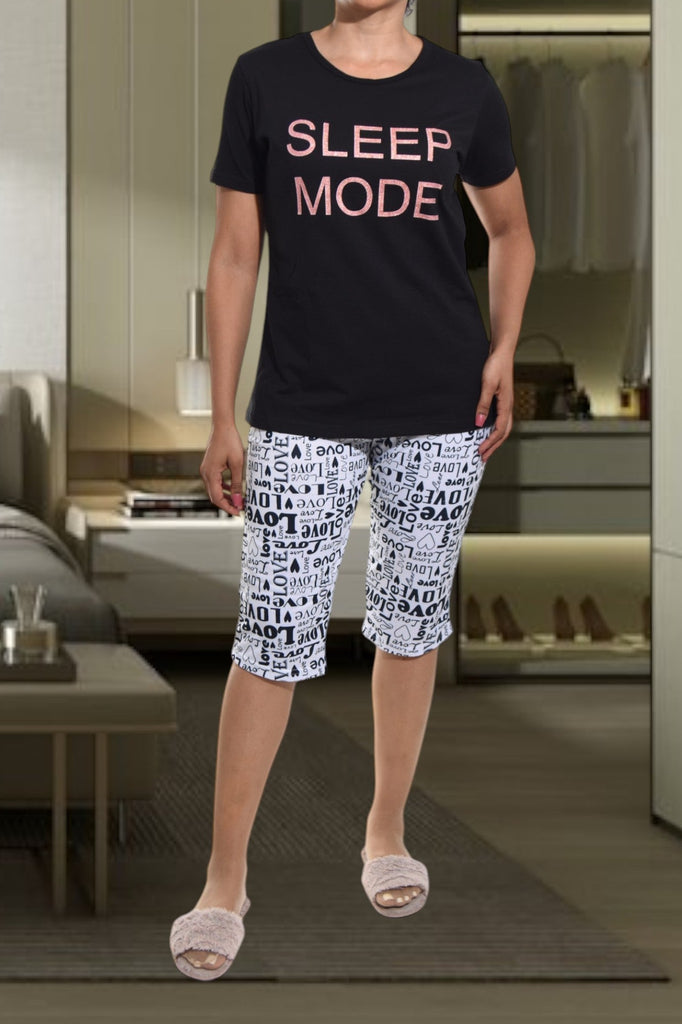 Black Love Sleep Mode Printed 3/4 Pj Set - StylePhase SA