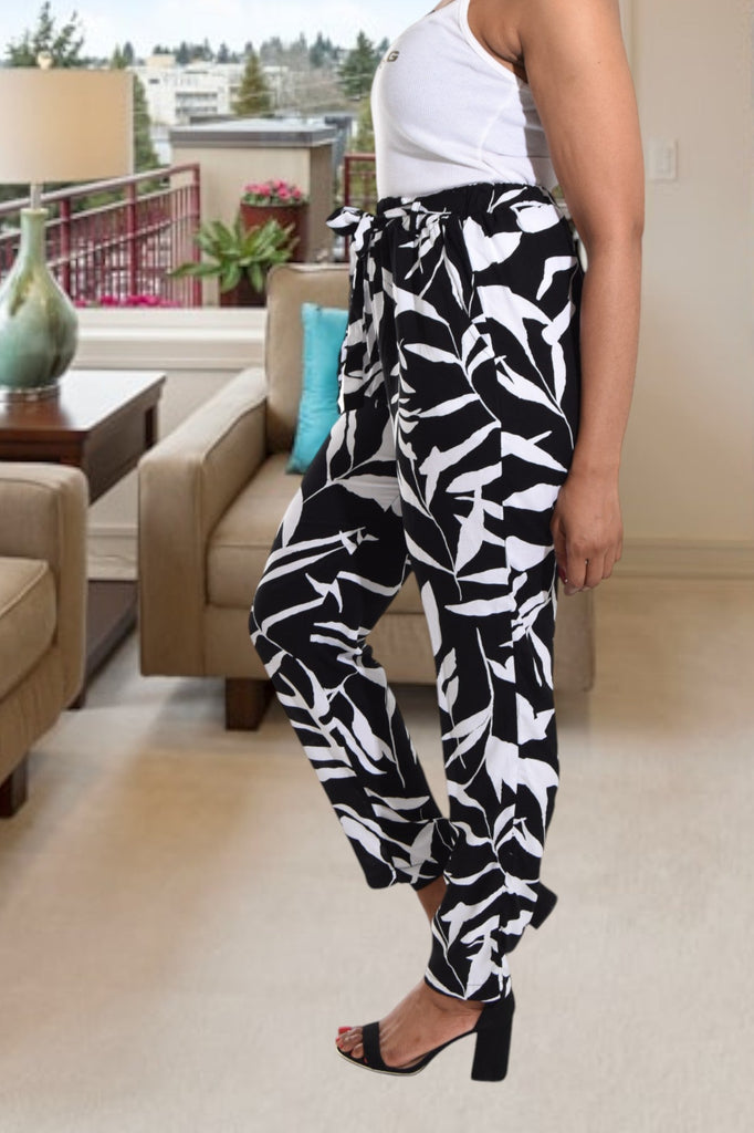 Black Marble Print Pocket Pants - StylePhase SA